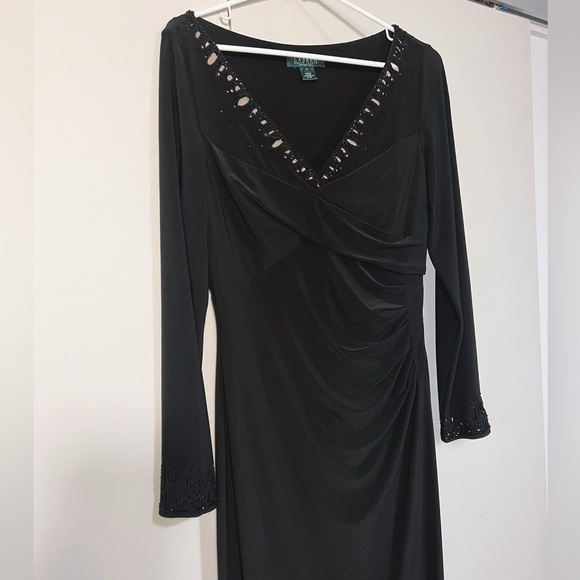 Lauren Ralph Lauren black floor length dress SZ 10 - Picture 3 of 8